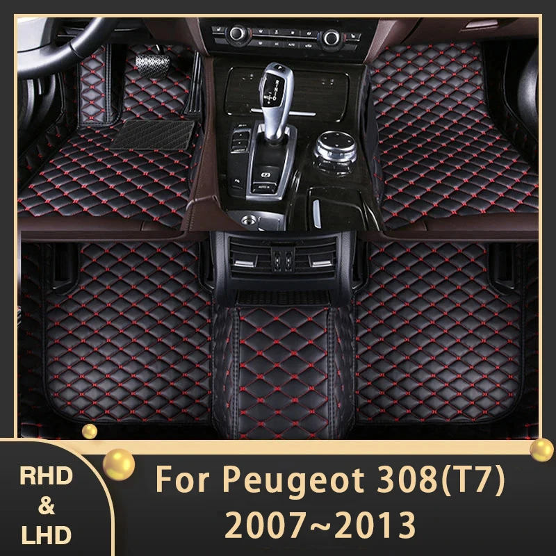 

Автомобильные коврики для Peugeot 308 T7 MK1 2007 ~ 2013 под заказ, автомобильные накладки на ножки, кожаный ковер, аксессуары для интерьера 2009 2010 2011 2012
