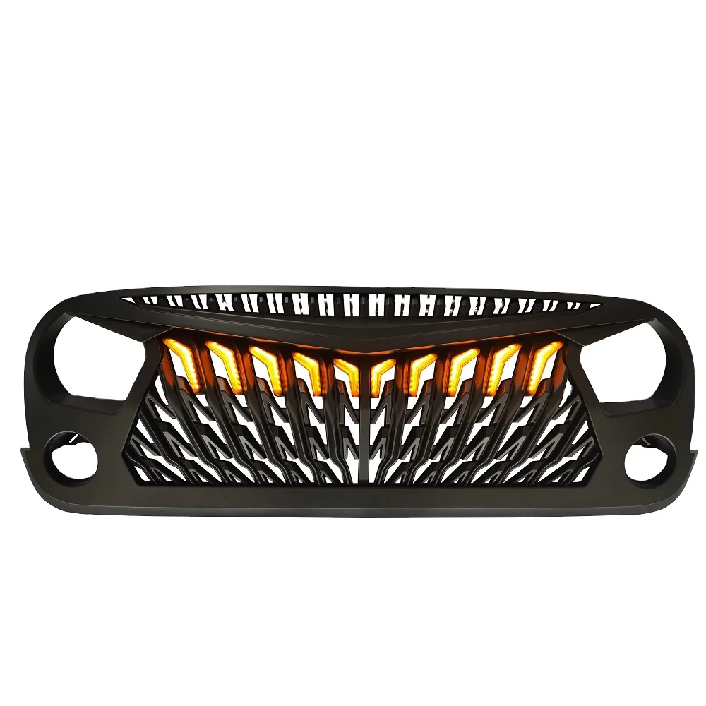 

Shanghai Sanfu J396 Grilles Offroad Car Racing Grill Front Grille Cover Mesh Guard With LED Lights For Je ep W rangler JK 07+