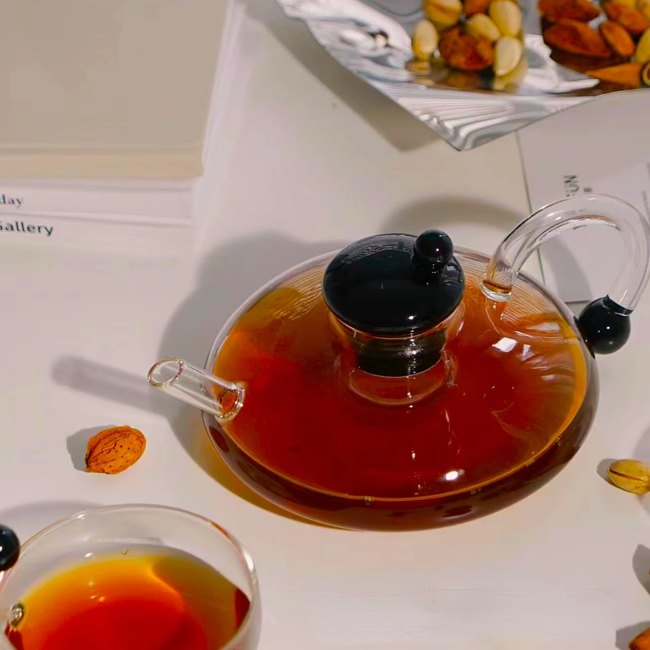 

Tea Scented Teapot Borosilicate Glass Vintage Pot Set Black Pearl Coffee Pot