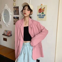 korean fashion casual office blazer chic commute suit student business clothing 2021 preppy style streetwear solid colors jacket