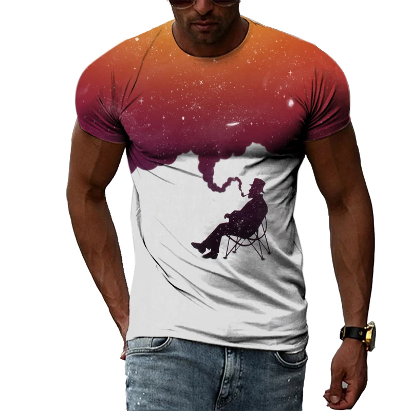 

Футболка мужская с графическим рисунком, модная повседневная тенниска в стиле хип-хоп, с принтом и коротким рукавом, с креативным дизайном, ...