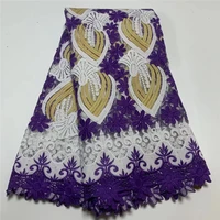 purple african nigerian lace fabrics 2022 high quality lace material embroidery french lace fabric for dress sewing 1964