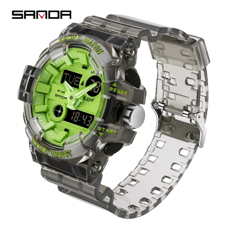 

SANDA Sports Dual Display Watch for Men Led Digital Quartz Waterproof Watches Men's Stopwatches Student Clock Relogio Masculino