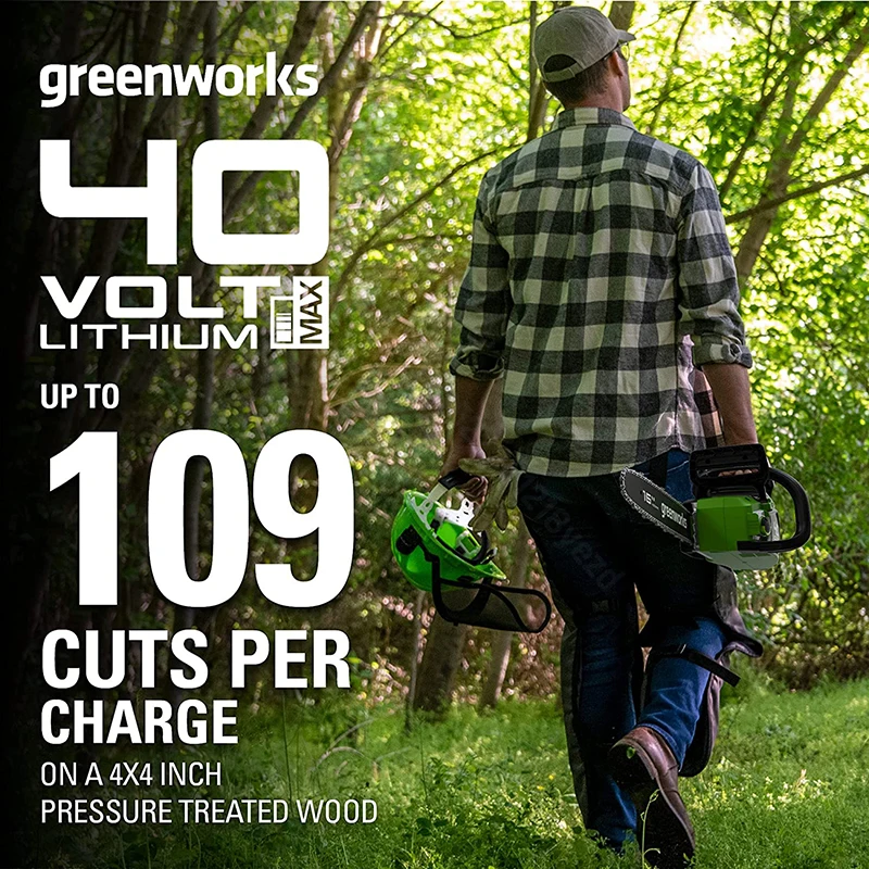 Цепная пила Greenworks 40 В бесщеточный двигатель 20 м/с оригинальная 16-дюймовая цепь и