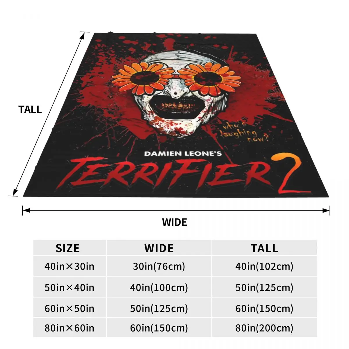 Terrifier 2 солнцезащитные очки с изображением клоуна и подсолнуха одеяло ужасов