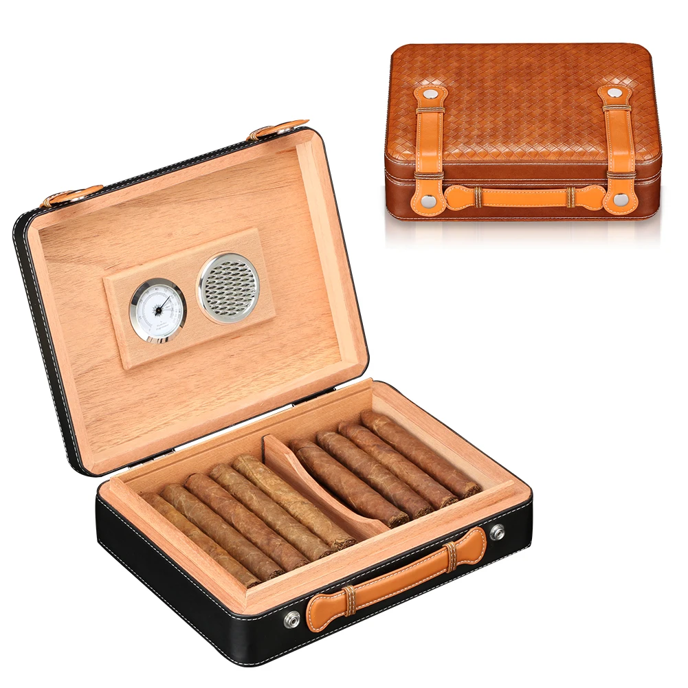 

GALINER Cigar Humidor Bag Leather Box Puro Case Cedar Wood Humidor Smoking Accessories With Humidifier Cigar Hygrometer Charuto