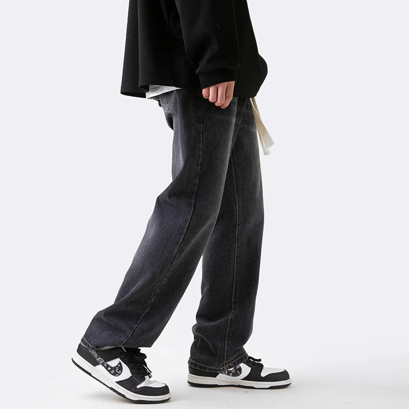 Drawstring Baggy Jeans Men Fashion Casual Vintage Straight Jeans Men Streetwear Hip-hop Loose Denim Pants Mens Trousers S-3XL