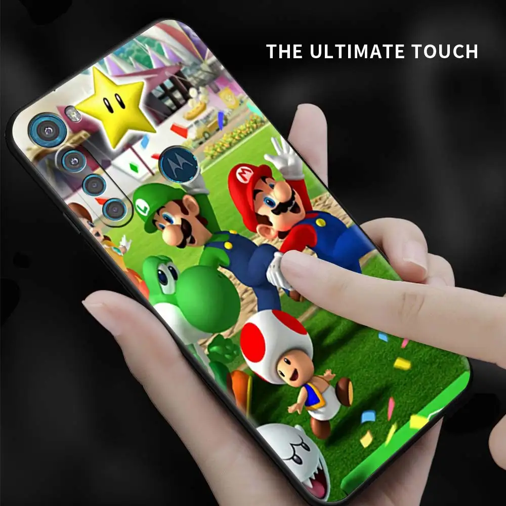 black phone case for motorola moto g30 g60 g9 play one fusion g8 power e6s flexible coques one hyper sac mario mushroom free global shipping