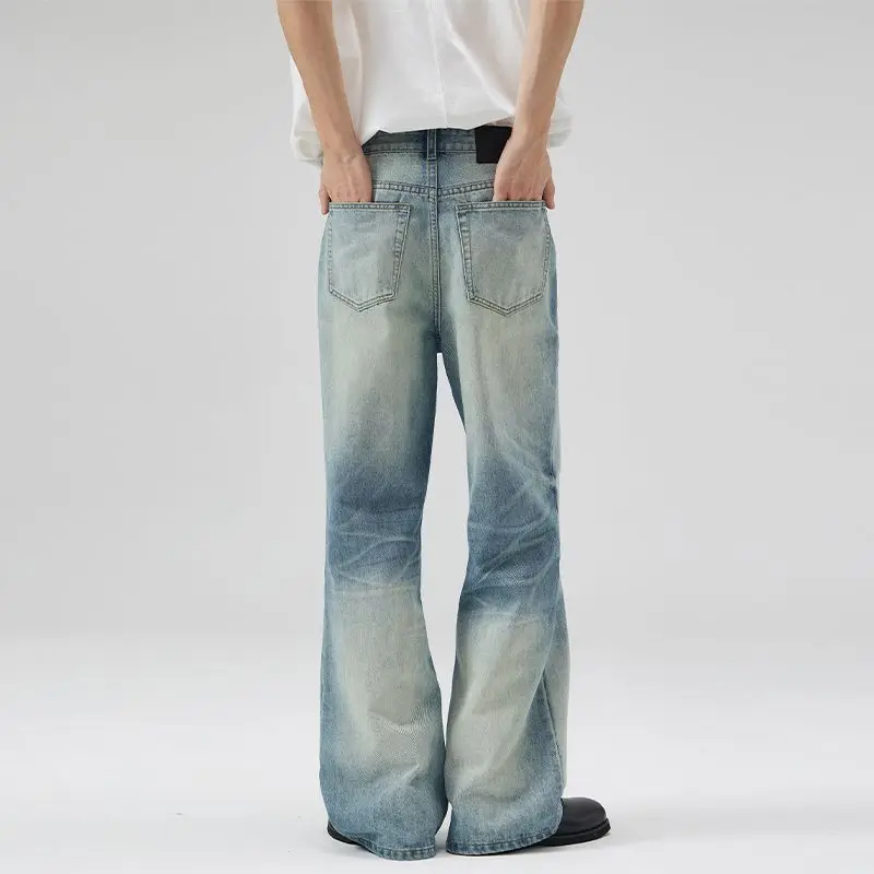 KSTUN 2025 Мужские расклешенные джинсы удобные джинсовые брюки светло-голубые