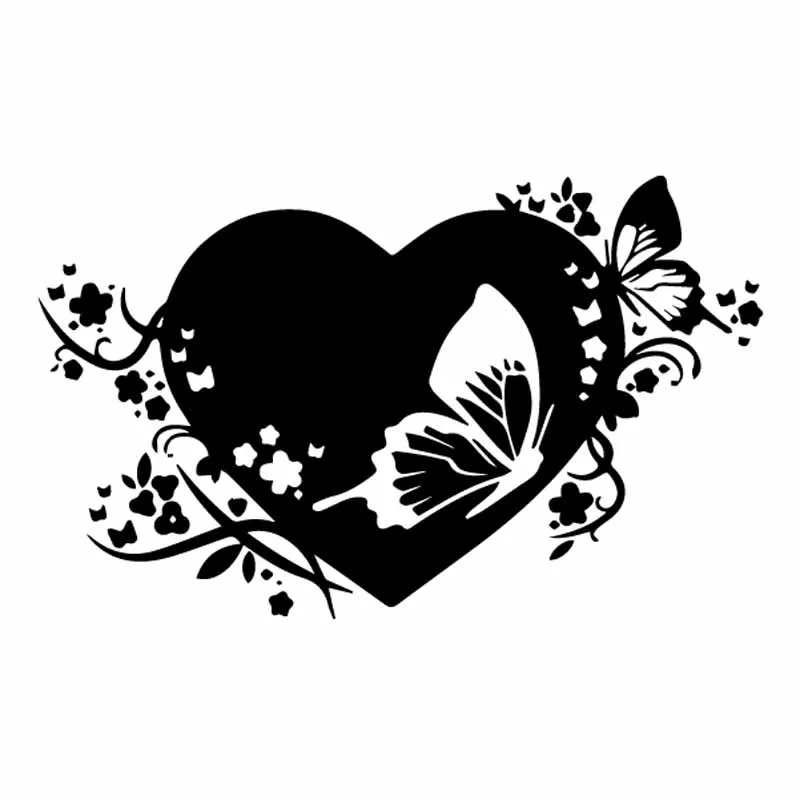

Creativity Floral Heart with Butterflies Vinyl Car Sticker Decal Art 15CM*9.2CM