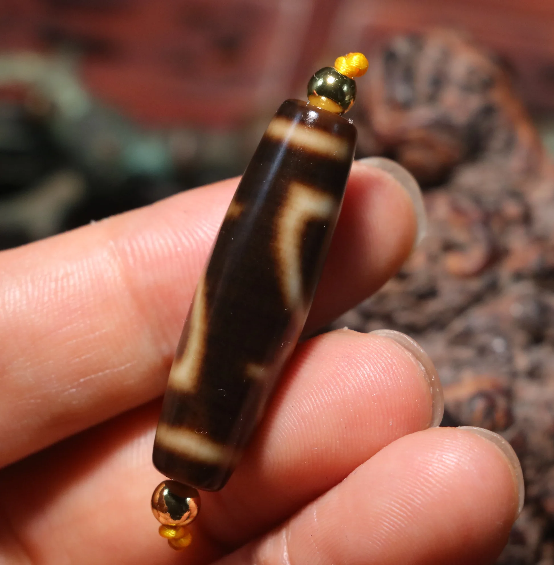 Treasure Magic Energy Тибетский Старый Агат 2 Богатство Бог Фигурка Символ бусины дзи Totem