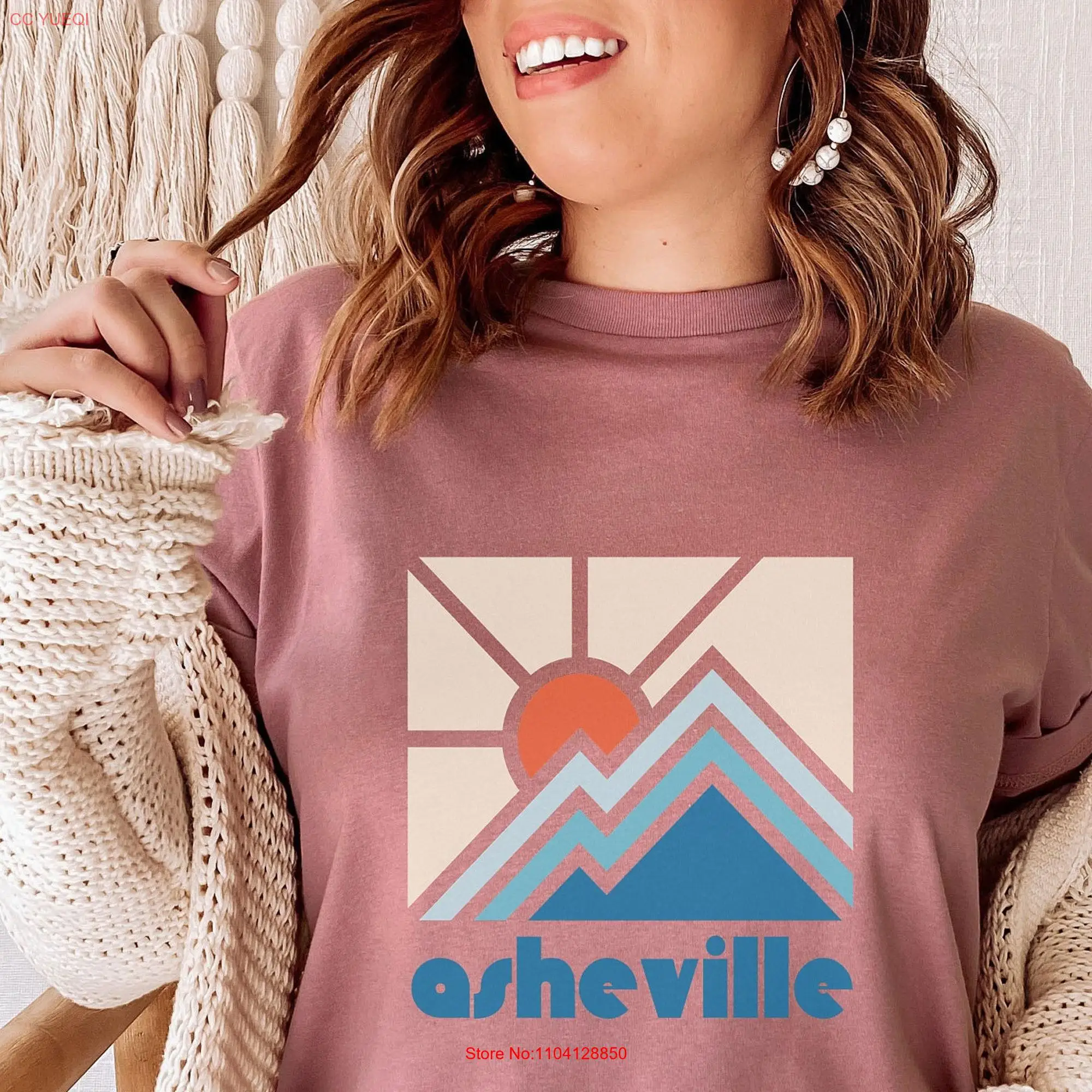 Asheville футболка Северная Каролина Ретро красочная Горные Длинные или короткие