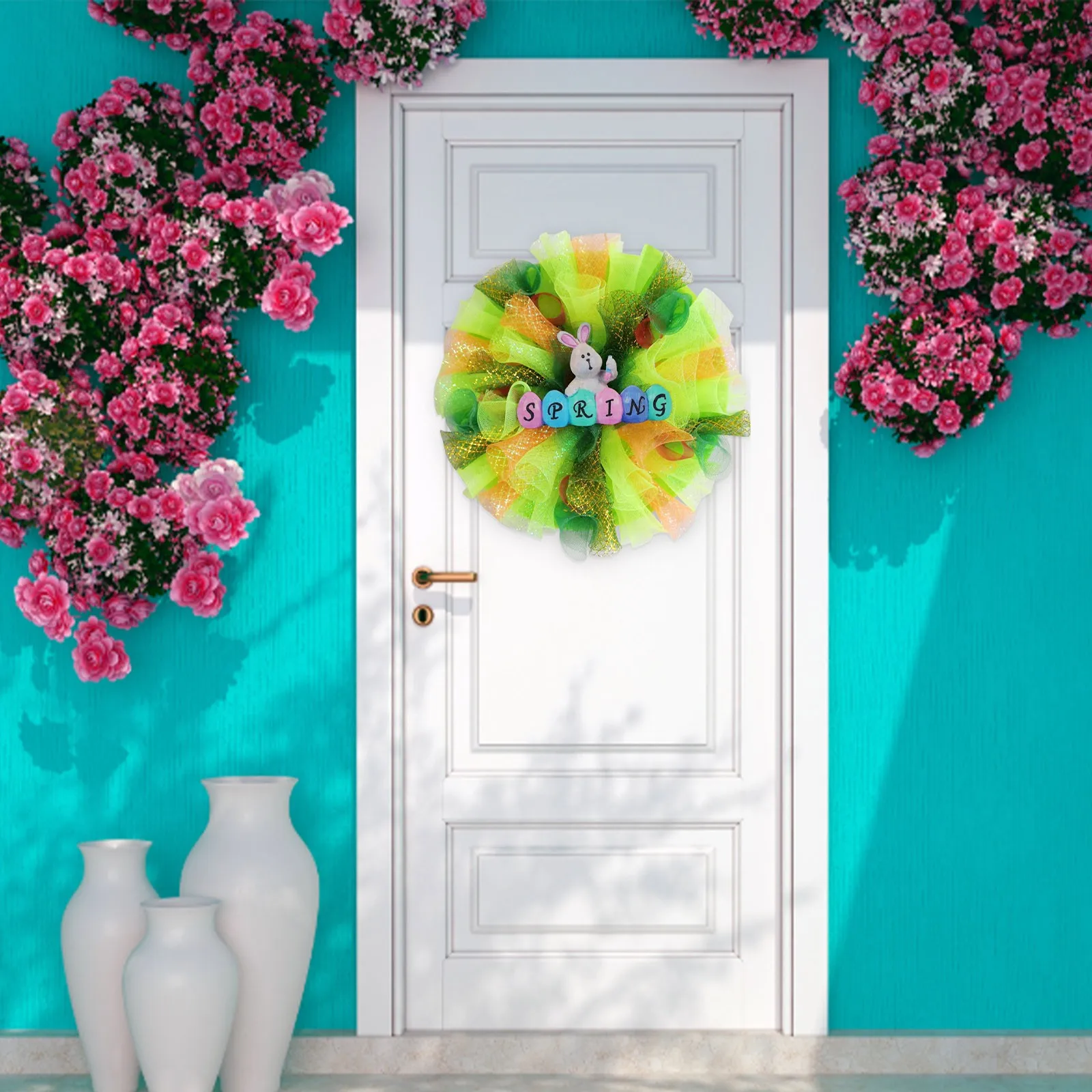 Искусственный венок лаванды в виде кролика цветочная гирлянда с зелеными