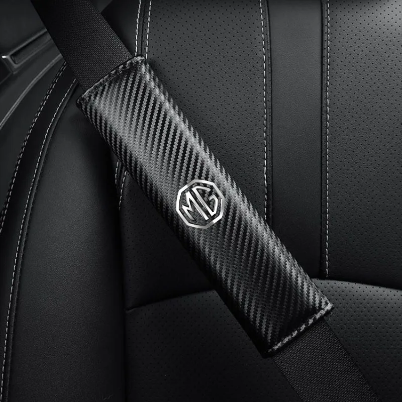 

For MG ZS GS MG3 MG5 MG6 Gundam 350 Parts TF GT Decorate Seat Belt Carbon Fiber Leather Safety Belt Shoulder Cover Car Interior