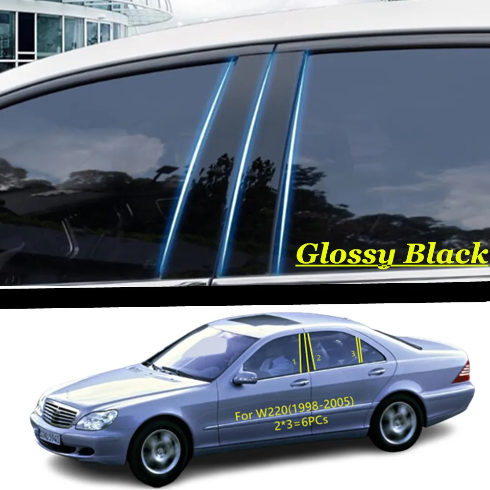 

Для Mercedes Benz S-Class W220 W221 W222 W223 1998-2024 Автомобильный материал ПК, крышка стойки, накладка на дверь, окно, молдинг, наклейка, пластина