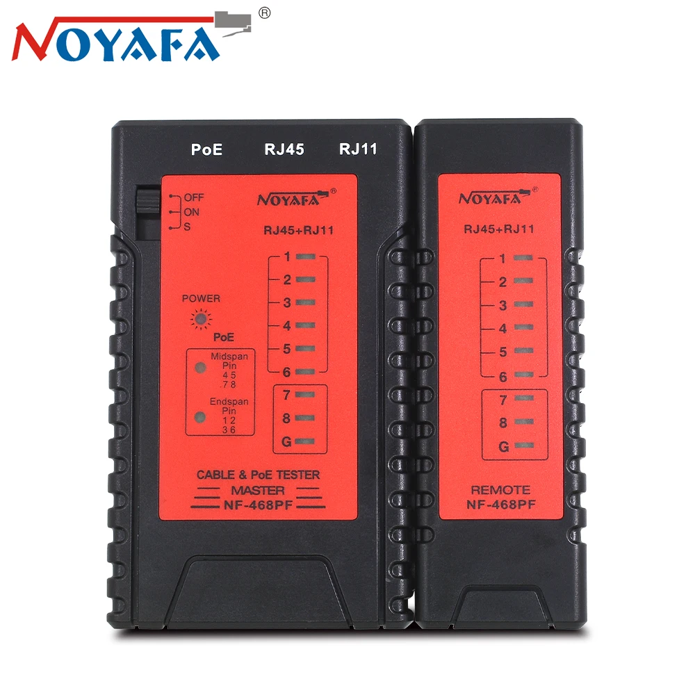 

NOYAFA NF-468PF RJ45 Tester POE Tester Network Cable Tester Cable Tracker Lan Tool Cable Finder RJ11 RJ45 Crimping Tool