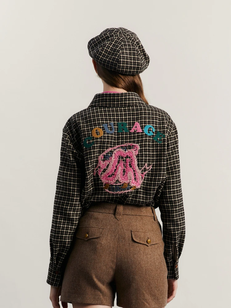 Женские клетчатые рубашки Answer с длинным рукавом зима 2023 ретро художественная