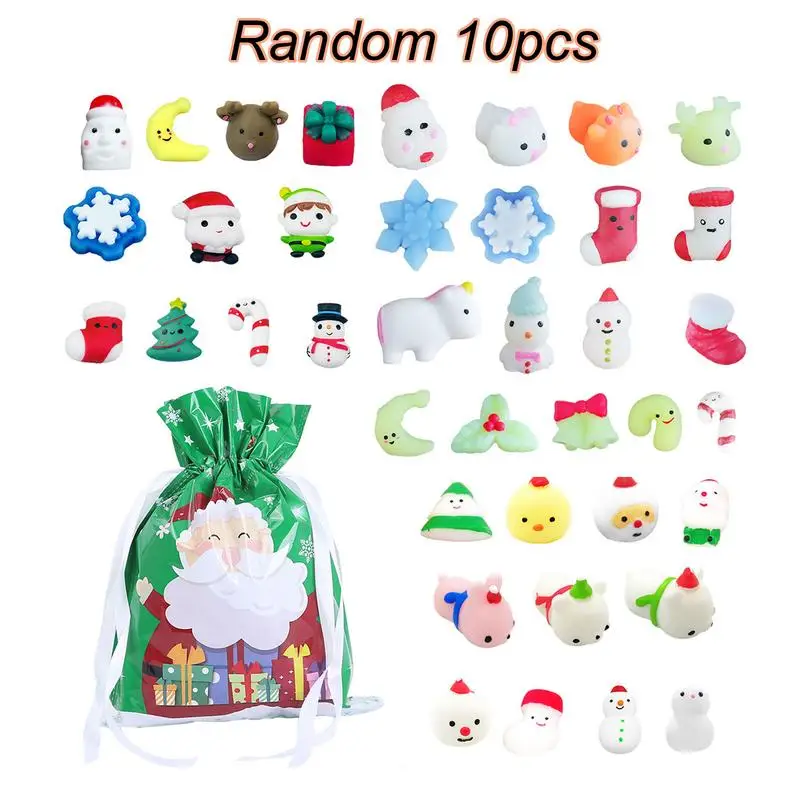 

10/30pcs Mochi Toys Mini Kawaii Animal S Christmas Dressing Squeeze Santa Snowman Decompression Toy