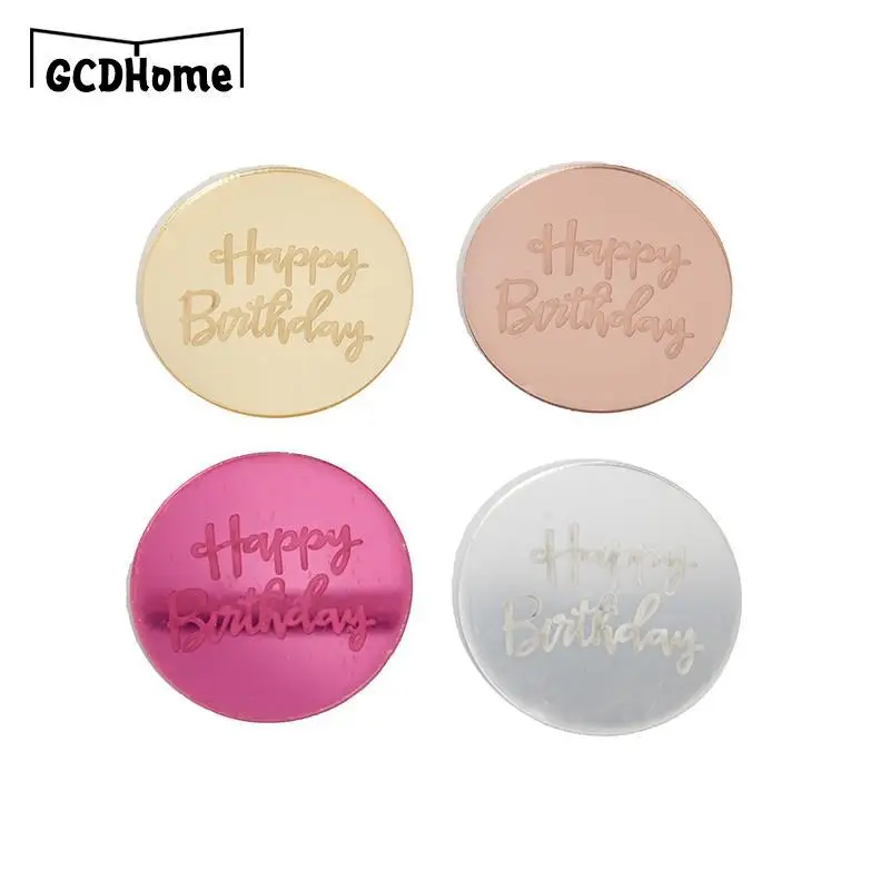 

10 шт. Топпер для торта на день рождения, акриловый розовый Золотой Круглый Топпер для торта, Новинка