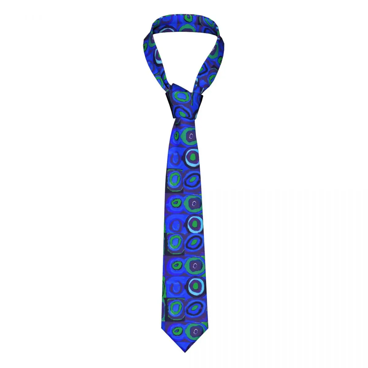 

Retro Square Print Tie Blue Circles Man Vintage Neck Ties Accessories Shirt Party 8CM Cravat