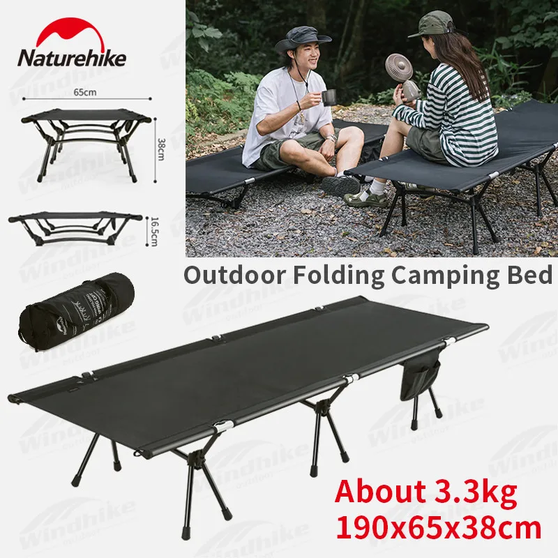 

Naturehike KR Travel Camping Cot Outdoor 190*65cm High Low Dual Use Folding Bed Aluminum Alloy Bracket Nylon Cloth Single Bed