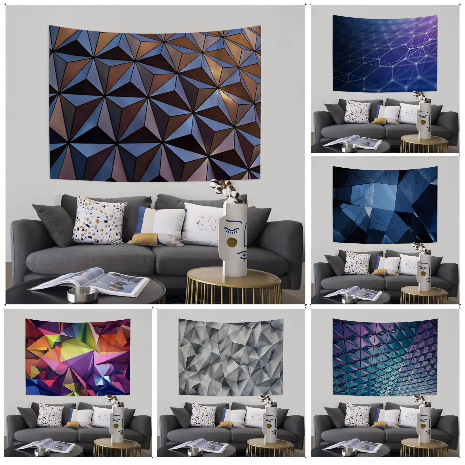 

Geometry Colorful Tapestry Wall Hanging Japanese Wall Tapestry Anime Japanese Tapestry