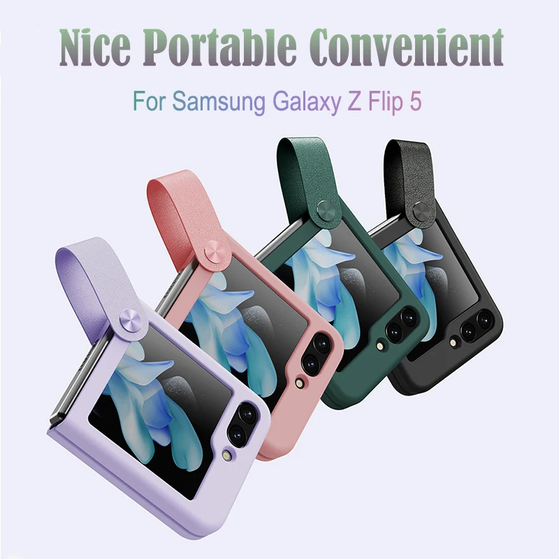 

For Samsung Galaxy Z Flip 5 Case For Z Flip 5 Case Finger Strap Liquid Silicone Folding Case with Kickstand For Z Flip 5 cover