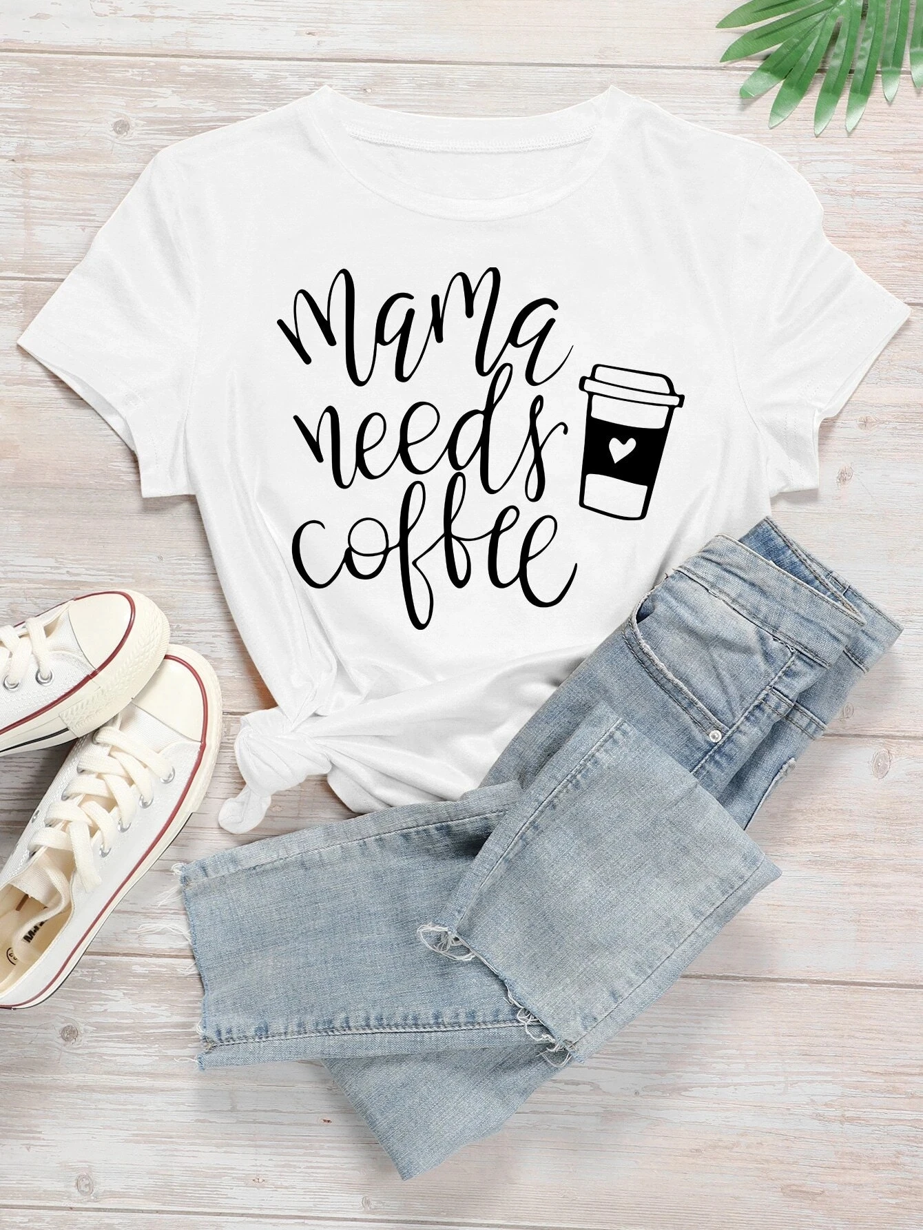 

WVIOCE Mama Needs Coffee Funny Letter Print Female T-shirt Fashion Harajuku Women Clothes Summer Loose Top Tee 34563