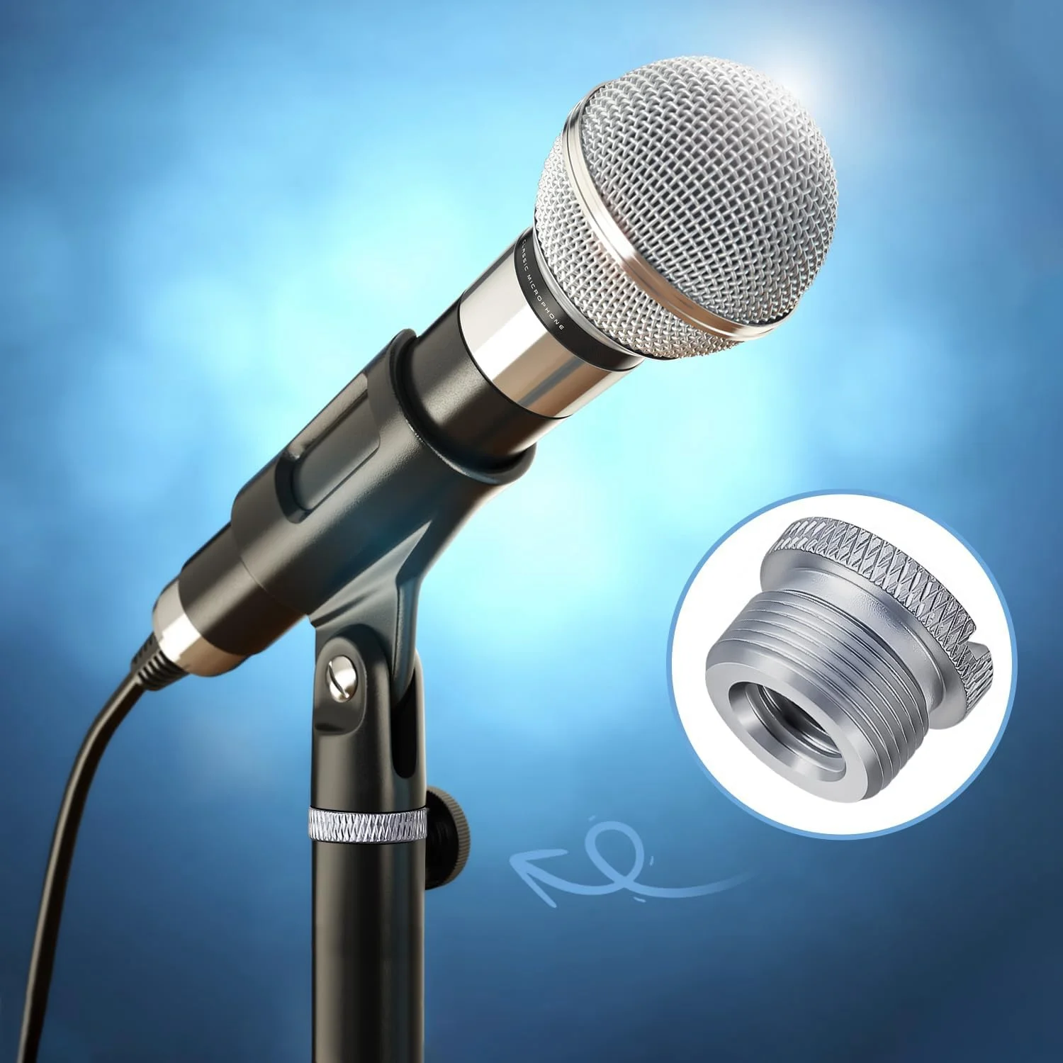 Адаптер-подставка для микрофона 5/8 гнездо до 3/8 штекер