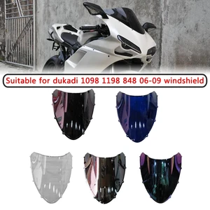 JIUWAN 1pc Motorcycle Windscreen ABS Spoiler Windshield Wind Deflectors Decoration Accessories for Ducati 1098 1198 848 2006-09