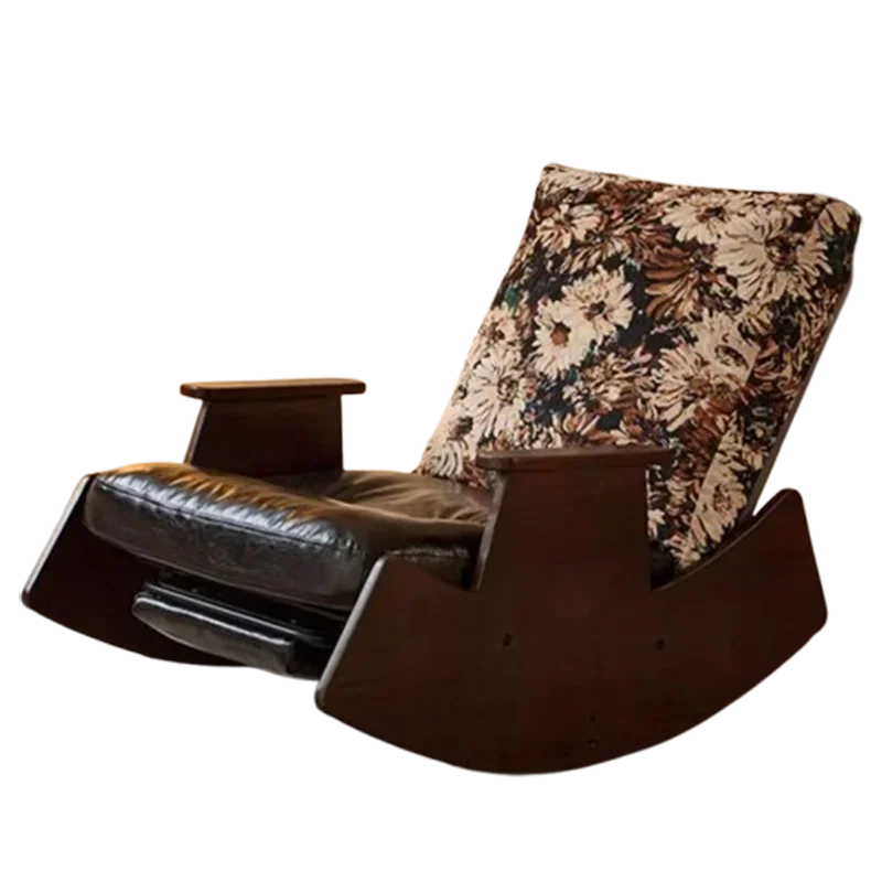 Кресло-качалка одноместное в скандинавском стиле для отдыха на балконе мягкое