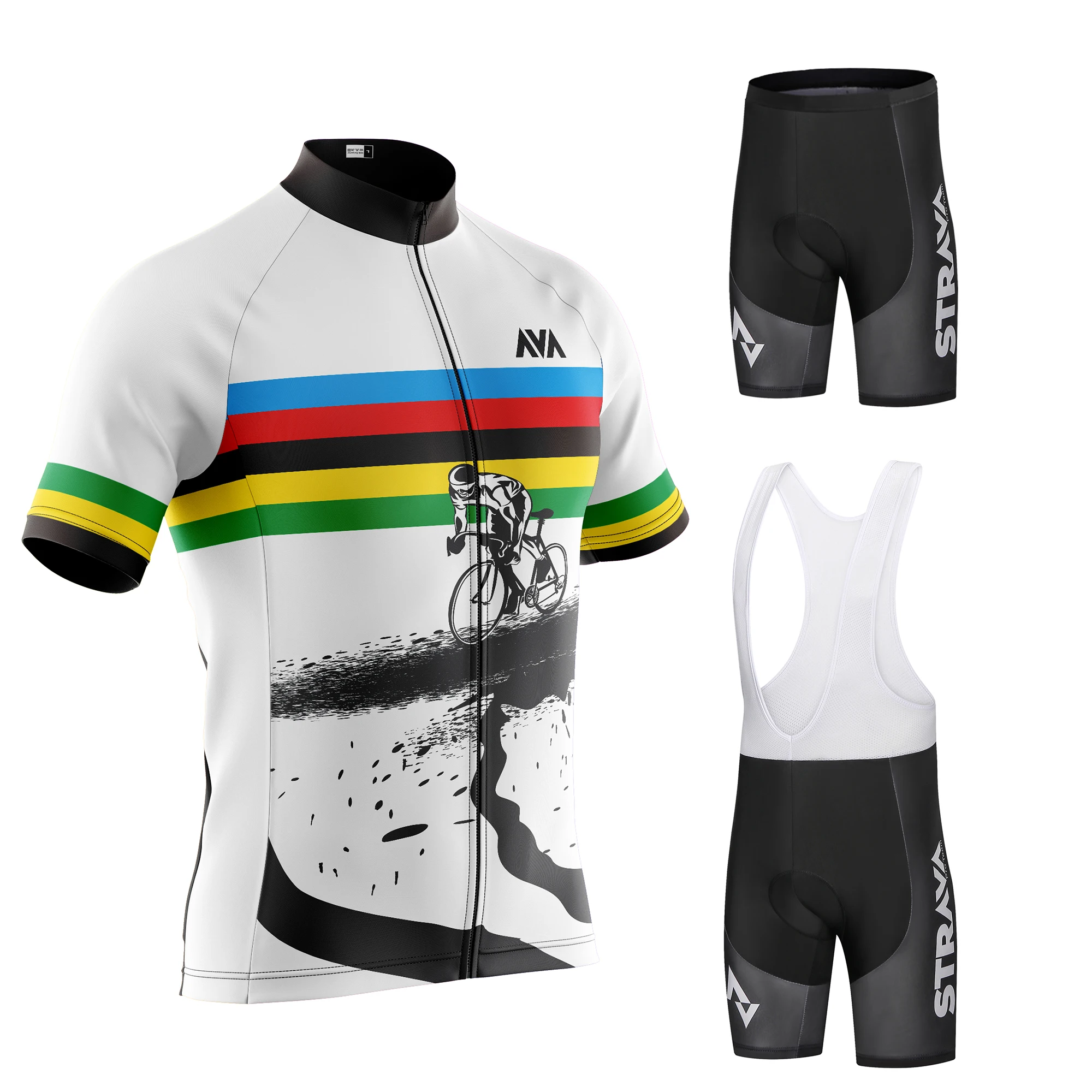 

STRAVA Pro Team Cycling Jersey Men Set Bib Shorts Set Summer Bike Jersey Bicycle Racing Uniform Clothes
