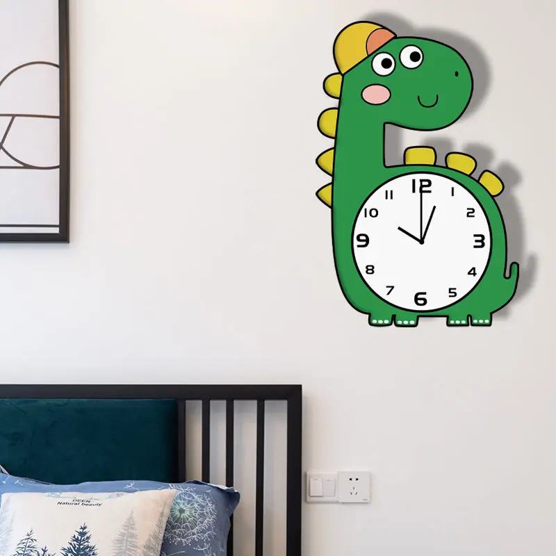 

3D Cartoon Kids Wall Clock Dinosaur Shape Design Silent Movement Wall Clock For Children Kids Bedroom Wall Watch Home Decor
