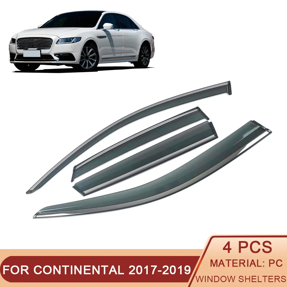 

For LINCOLN Continental 2017 2018 2019 Car Window Sun Rain Shade Visors Shield Shelter Deflector Cover Trim Frame Sticker