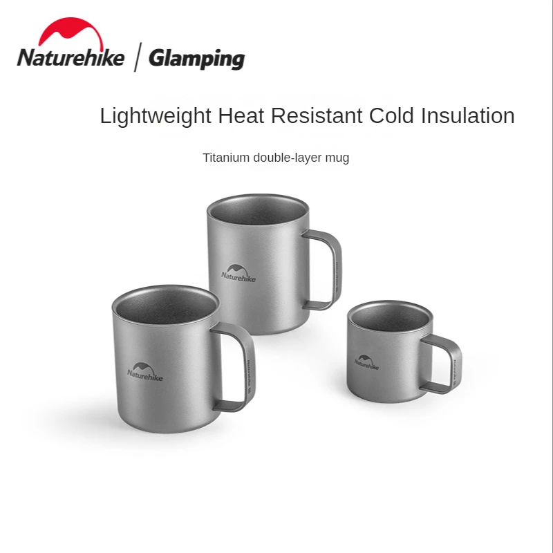 

Naturehike Outdoor Titanium Water Cup Camping Portable Anti scalding and cold insulation Tableware Double Layer Titanium Cup