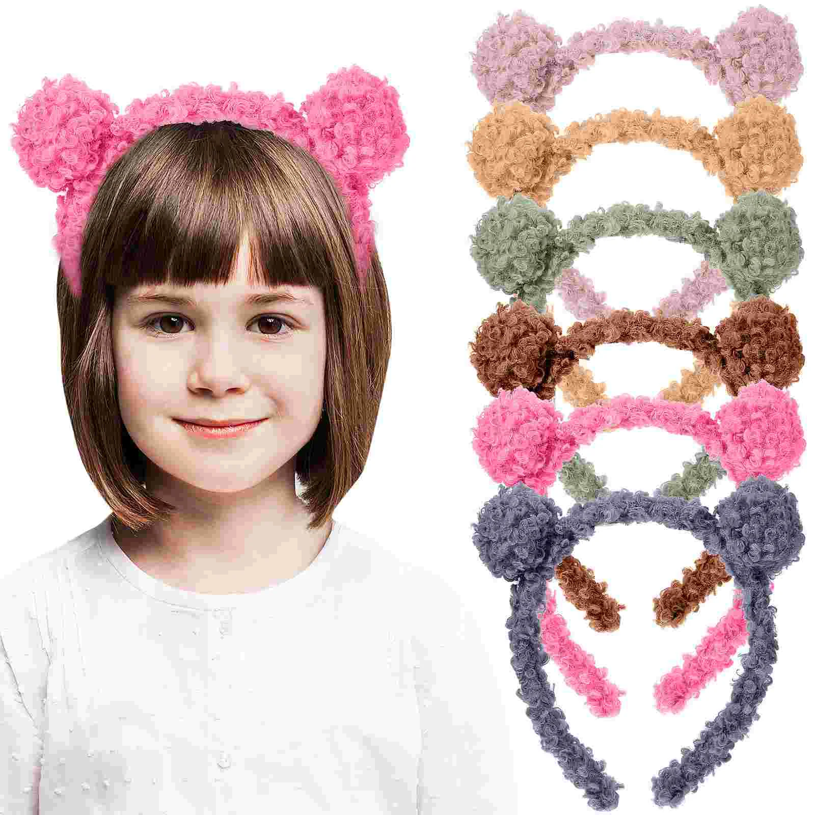 

6 Pcs Bear Ears Head Bands Decorative Hair Hoops Lovely Headdress Fluffy Plastic Headbands Makeup