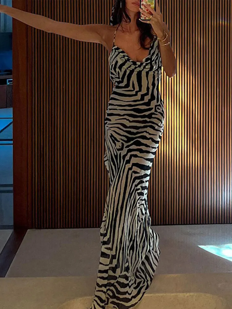 Женское летнее пляжное платье с принтом зебры |