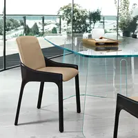 Italian minimalist leather dining chair light luxury backrest stool home Nordic makeup chair modern minimalist saddle chair