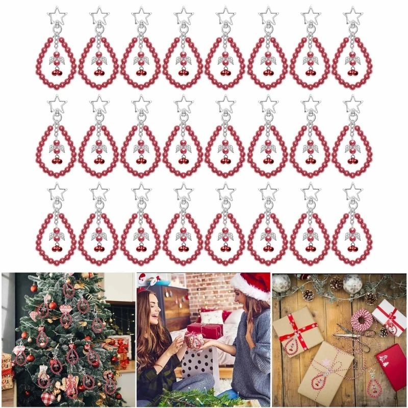 

24pcs Christmas Beaded Pendant Decorative Charm Ornament Crafts Supplies E9LD
