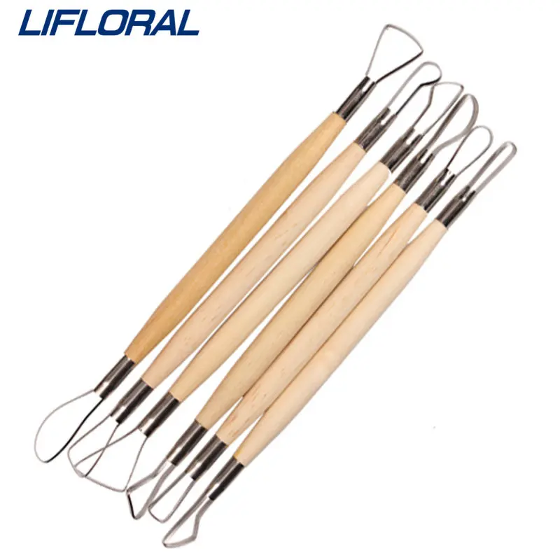 

8/6 Inches 6PCS DIY Craft Set Hand Tool Wood Knife Great Wood Handle Wax Pottery Clay Sculpture Carving Tool Wood Knife Set