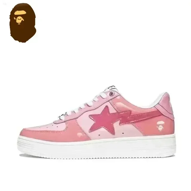 A BATHING APE Men All Black Shark BAPESTA Casual Plarfom Shoes Unisex Women Slip-Resistant Outdoor Soft Walking Sneakers