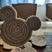 gerring creative hemp rope place mat for household cute cotton cup coaster home and kitchen decoration heat resistant mat