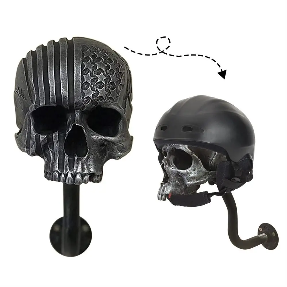 

Furnishing Articles Removable Wall Hanging Resin Helmet Stand Skull Shape Key Rack Hat Holder