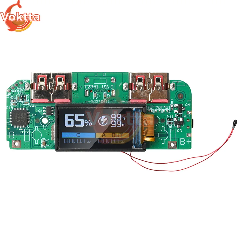 

Модуль быстрой зарядки 22,5 Вт, цветной TFT-экран, 3,7 В, тройная литиевая батарея, материнская плата, модуль мобильного аккумулятора «сделай сам», поддержка PD/QC