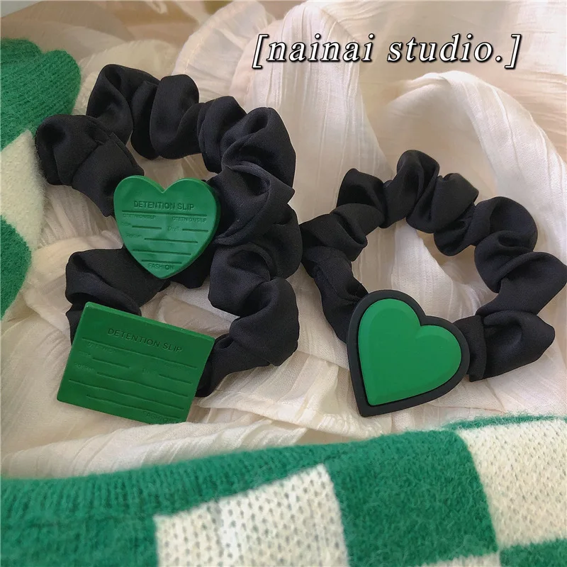 

Green Hair Ring High Elastic Hair Rope Female Letter Square Love Peach Heart Large Intestine Temperament Personality Head Rope