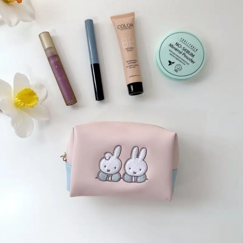 Kawaii Miffy Rabbit мультфильм вышитый квадратный трехмерный мешок для хранения макияжа