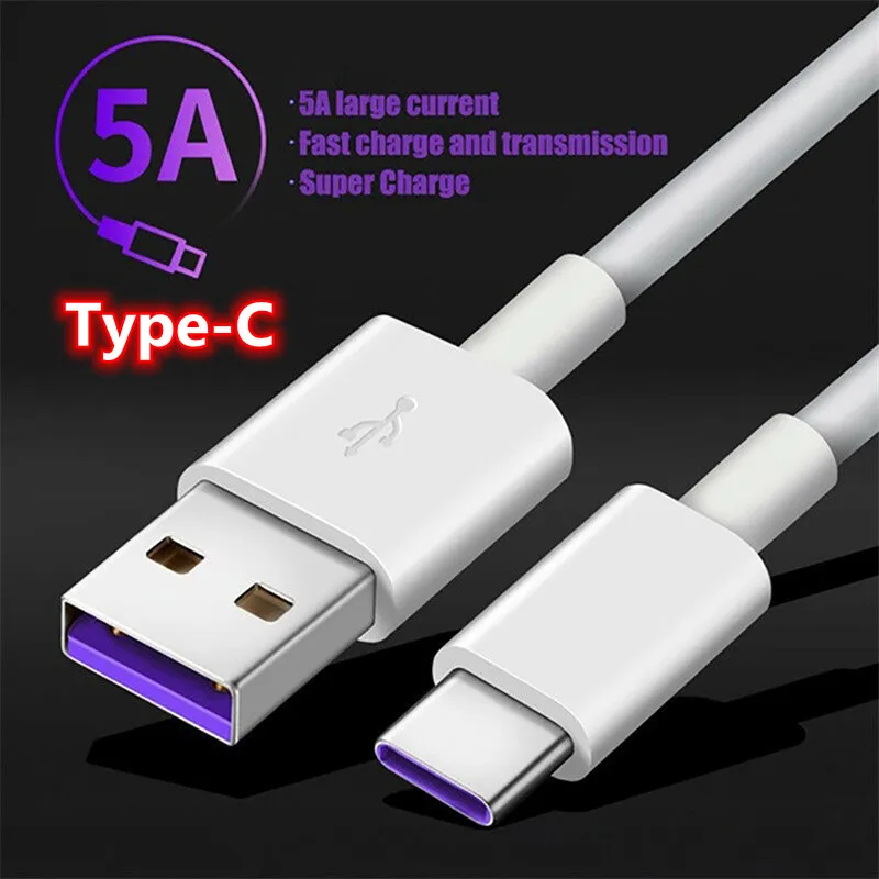 

Fast Charge 5A USB Type C Cable For Samsung S20 S9 S8 Xiaomi Huawei P30 Pro Mobile Phone Charging Wire White Cable