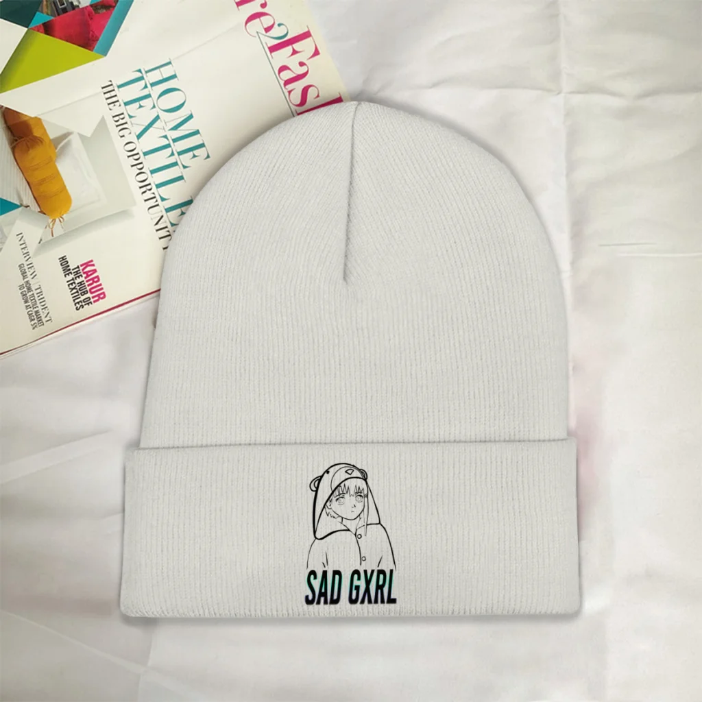 

Грустные Gxrl Skullies Beanie серийные эксперименты Lain VAPORWAVE аниме вязаный берет мужская женская теплая кепка хип-хоп без козырька эластичные шляпы