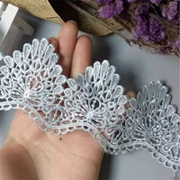 3 yard blue 7cm polyester flower handmade embroidered fabric lace trim applique ribbon diy sewing craft decoration