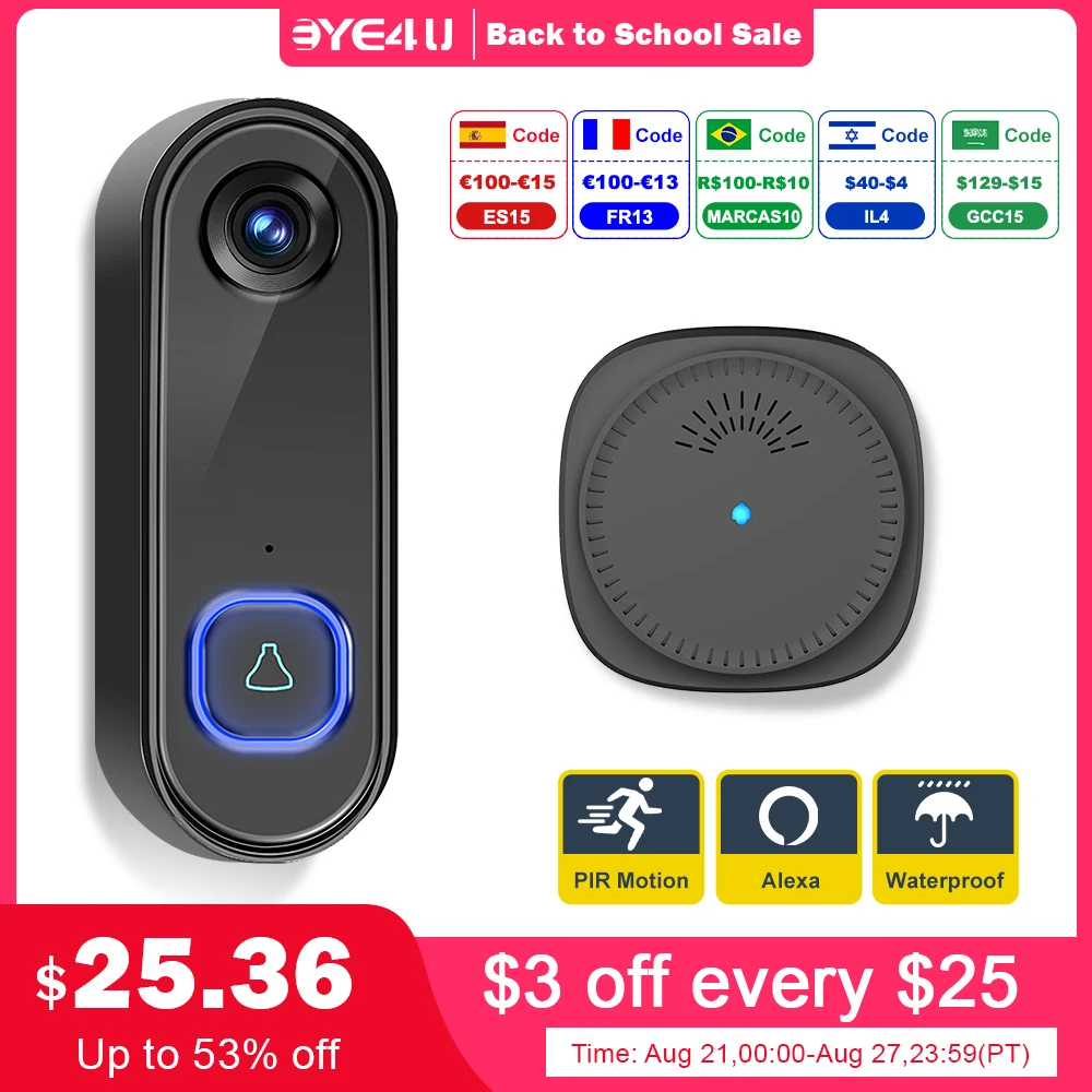 

TUYA Video Doorbell WIFI 1080P HD Outdoor Phone Door Bell Camera Security Video Intercom IR Night Vision AC USB Power Smart Home